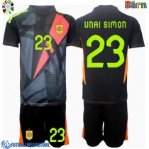 Fotballdrakt Barn Spania Unai Simon #23 Keeper Bortedraktsett EM 2024 Kortermet (+ Korte bukser)